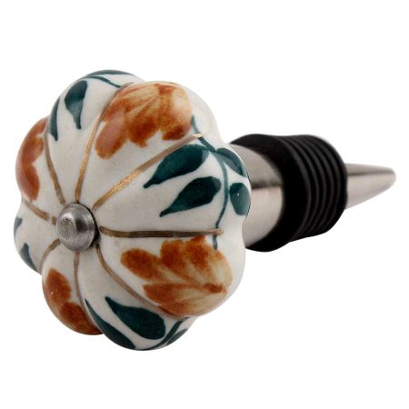 Light Caramel Plant Melon Ceramic Wine Stopper